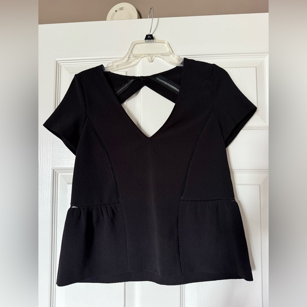 Sézane Amanda Black Blouse Short Sleeve Size 36 (US 4) - Picture 6 of 10